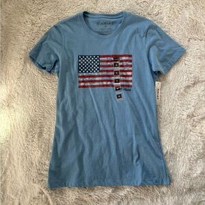 NWT Ariat Blue Graphic Print American Flag T-Shirt